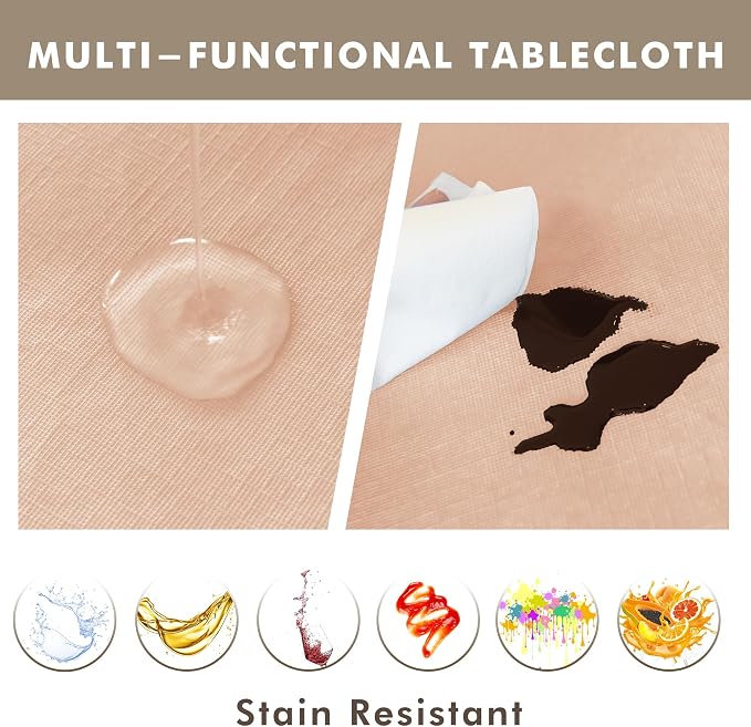 Nasitos 2 Pack Vinyl Tablecloth Rectangle 60x84 Inch-Wedding Champagne Table - Image 2
