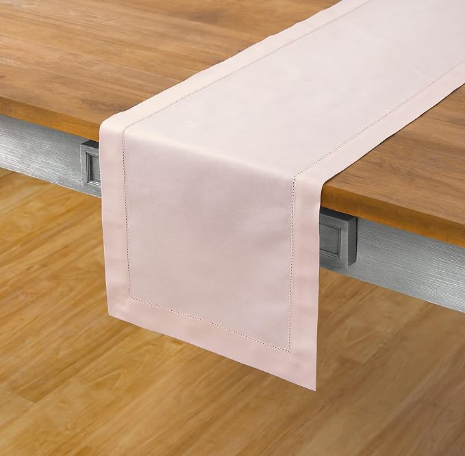 Solino Home Cotton Linen Pink Table Runner 120 Inches Long - Image 2