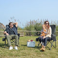 Camp Chair in Grey with Steel Frame and Cup Holder