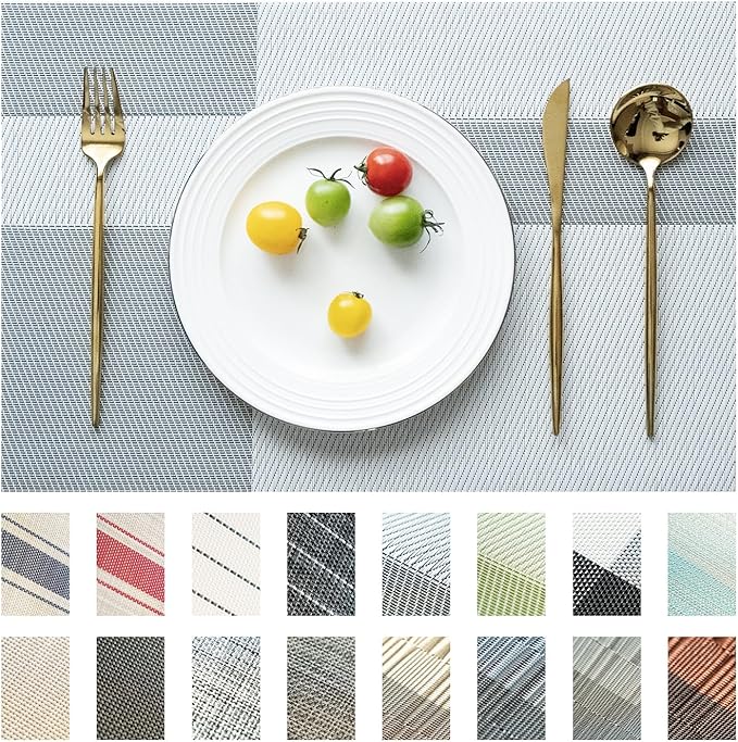 Placemats Set of 6 Vinyl/Plastic Woven Place Mats by Unknown