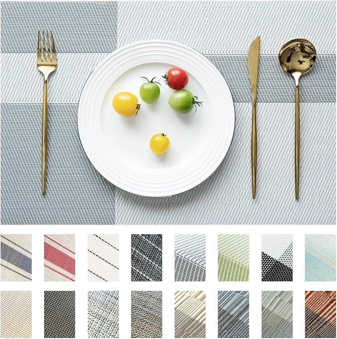 Placemats Set of 8 Vinyl/Plastic Woven Place Mats by Unknown
