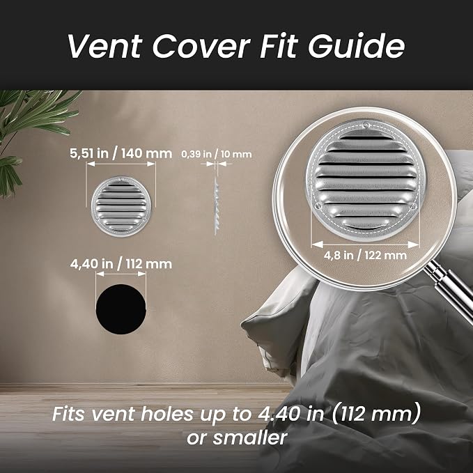 Repa Market 4 Inch Round Air Vent Cover/White Galvanized Steel Louvered Grill - Image 3