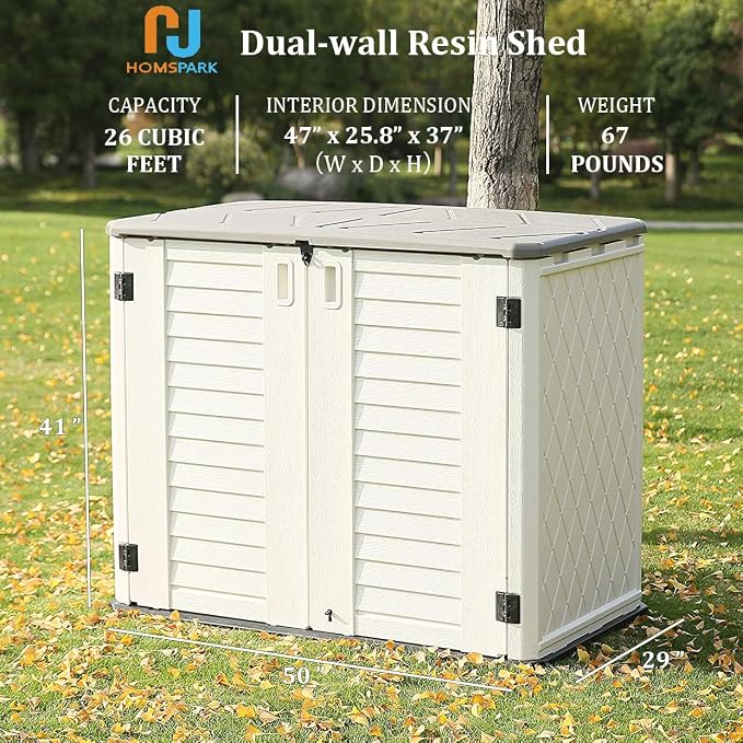 HOMSPARK Storage Shed Weather Resistance, 26 Cu.ft Capacity Horizontal Storage - Image 3