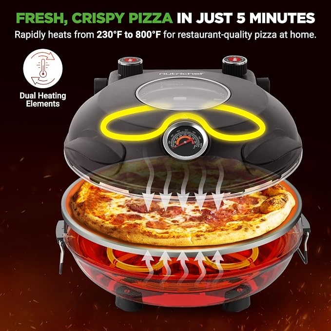 NutriChef Electric Pizza Oven | 1200W Countertop Pizza Maker - Image 2