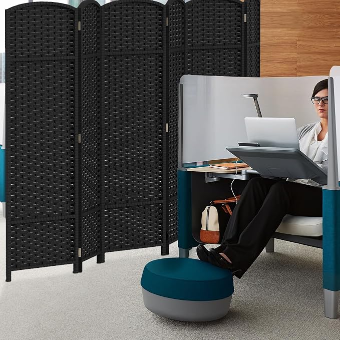 Room Divider 6 Panel Screen 5.6 Ft Tall Partition Room Dividers Black Privacy - Image 7