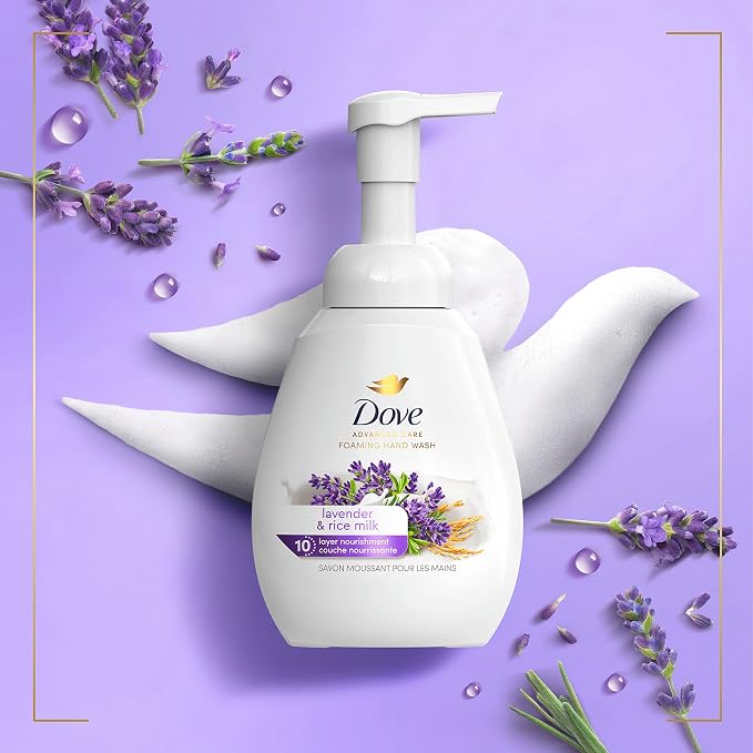 Dove Foaming Hand Wash Lavender & Rice Milk Pack of 4 Protects Skin from Dryness - Image 7