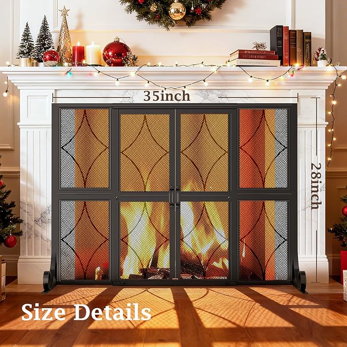 Fireplace Screen with Sliding Doors, Baby and Pet Proof - Image 3
