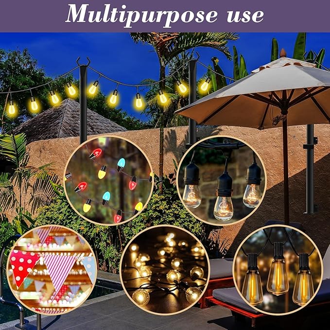 6 Pack String Light Poles, 5Ft Metal Poles - Image 3