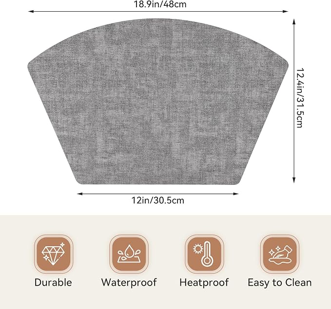 Round Table Placemats Set of 4, Faux Leather Wedge Shape Place Mats Heat - Image 2