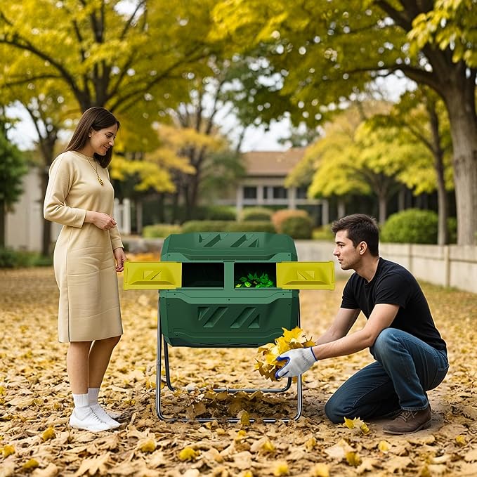 F2C Compost Bin Outdoor Dual Chamber Tumbling Composter 43 Gallon BPA Free - Image 6