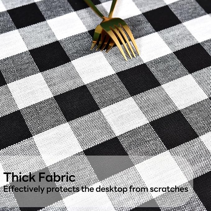 Gingham Tablecloth Rectangle Table Cloth Heavy Duty Cotton Checkered Table Cover - Image 2