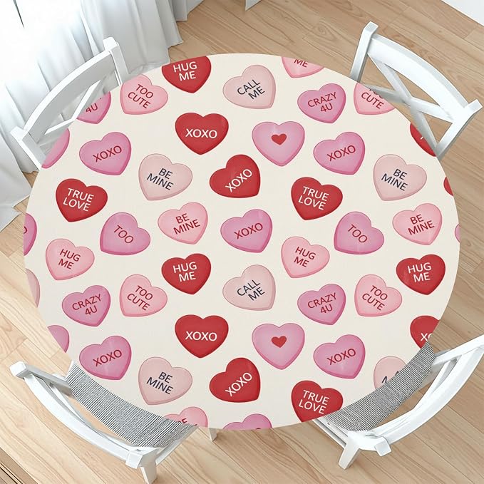 Valentines Day Round Fitted Tablecloth by Unknown
