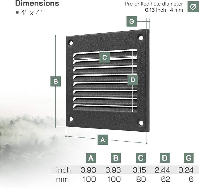 Vent Systems 4'' x 4'' Inch Pack of 5 - Image 6