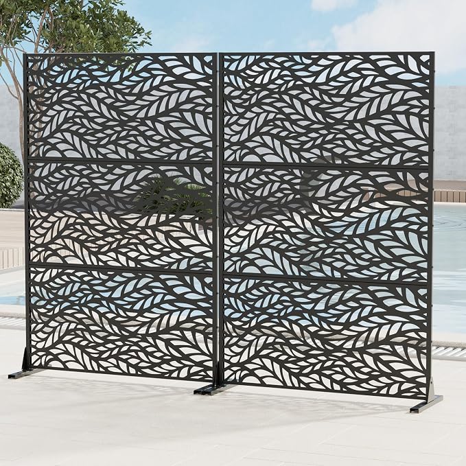 Casaphoria 72" H x 45" W Metal Privacy Screen, 2 Pack Outdoor Freestanding - Image 3