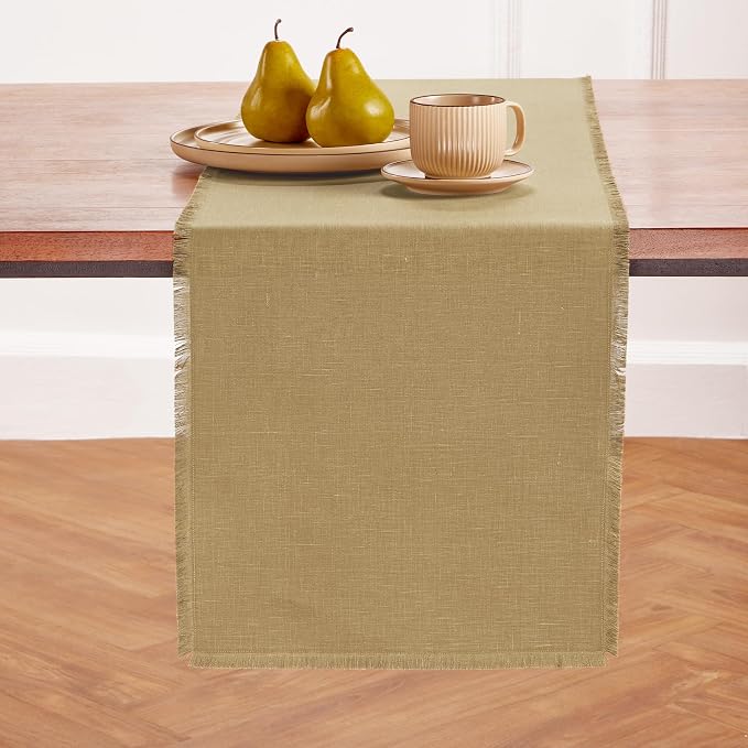 Solino Home Linen Fringe Table Runner 120 Inches Long - Image 2