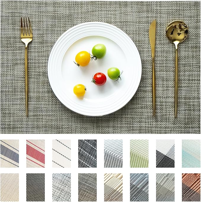 Placemats Set of 6 Vinyl/Plastic Woven Place Mats by Unknown