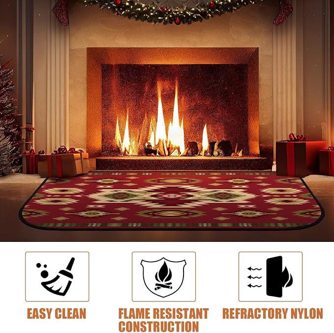 Demissle Cabin Fireplace Hearth Rug Fireplace Mats Cabin Southwestern Fireproof - Image 5