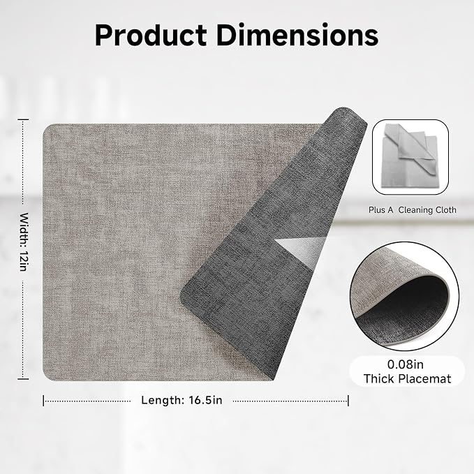 Faux Leather Vinyl Placemats Set of 4 Wipeable Heat Resistant Place Mats 100% - Image 5