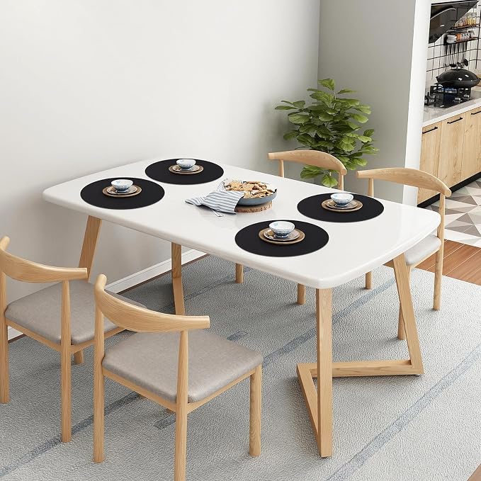 Homaxy Round Faux Leather Placemats and Coasters, Washable Dual-Side Table Mats - Image 9