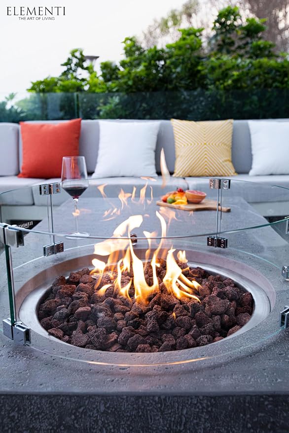 Elementi | Bundle Metropolis Gas Fire Pit Cast Concrete 56" Rectangular Fire - Image 8