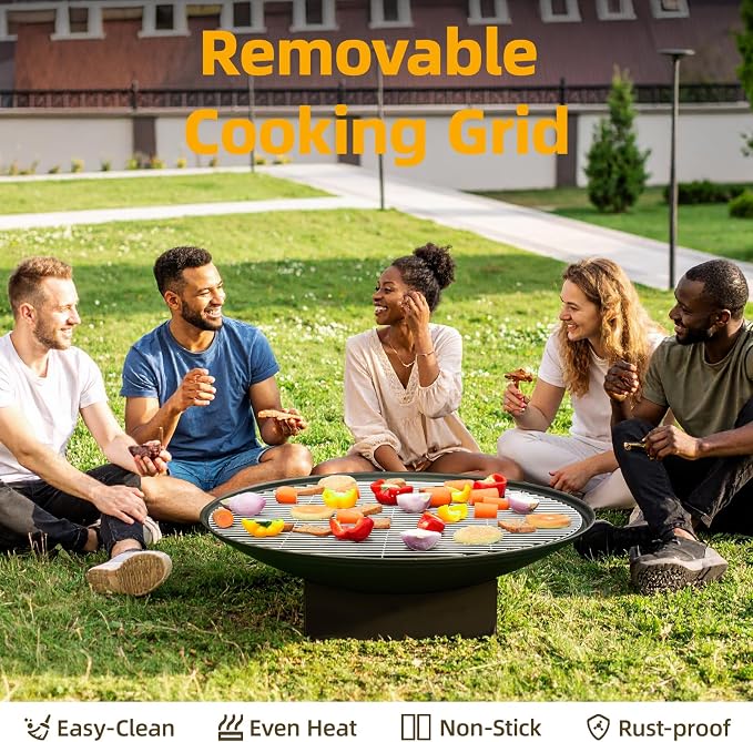 32 Inch Fire Pit for Outside, Outdoor Wood Burning Fire Pit Table - Image 3