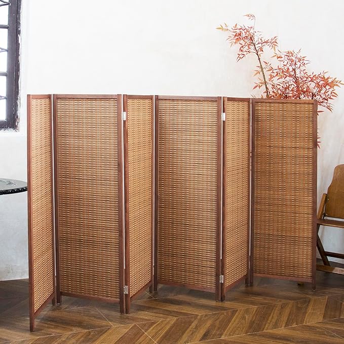 6 Panel Short Room Divider Screen, Small Bamboo Panel Divider - Image 4