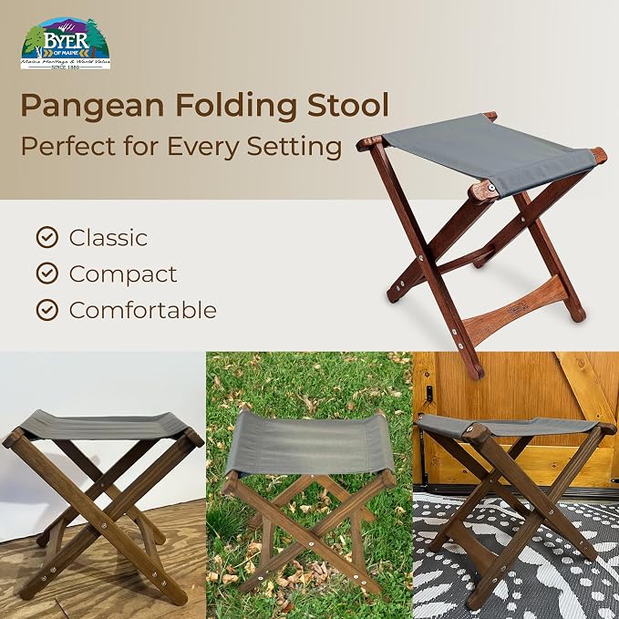 BYER OF MAINE Pangean Folding Stool – Canvas Camp & Wood Camp Stool - Image 2