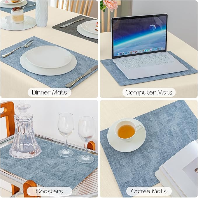 Romanstile Reversible Vinyl Placemats Set of 8, Faux Leather 100% Waterproof - Image 5