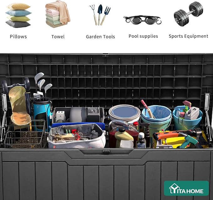 YITAHOME 100 Gallon Outdoor Storage Box, Large Water Resistant Resin Deck Box - Image 6