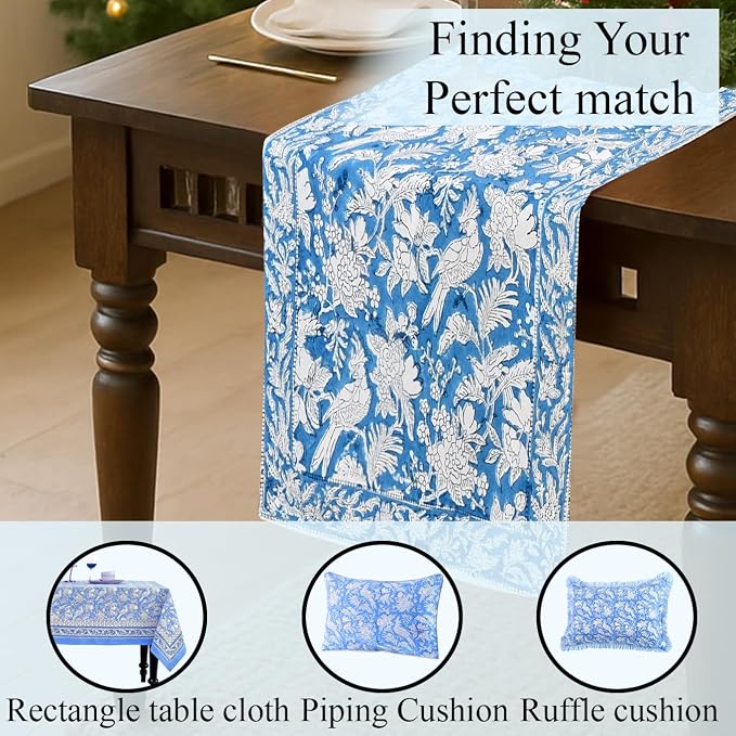 CPC Cotton Table Runner 16x90 Inch Block Printed Long Fall Table Runner - Image 5