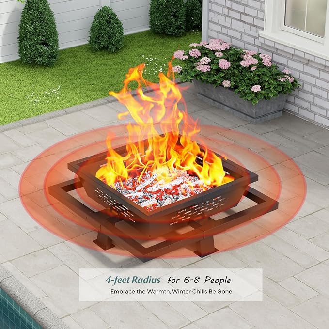 36 inch fire Pit, Square Outdoor Fire Pit - Image 5