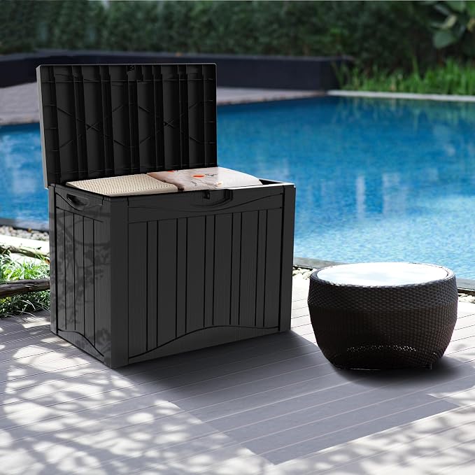 50 Gallon Outdoor Storage Box Waterproof Lockable Resin Deck Box Large - Image 2