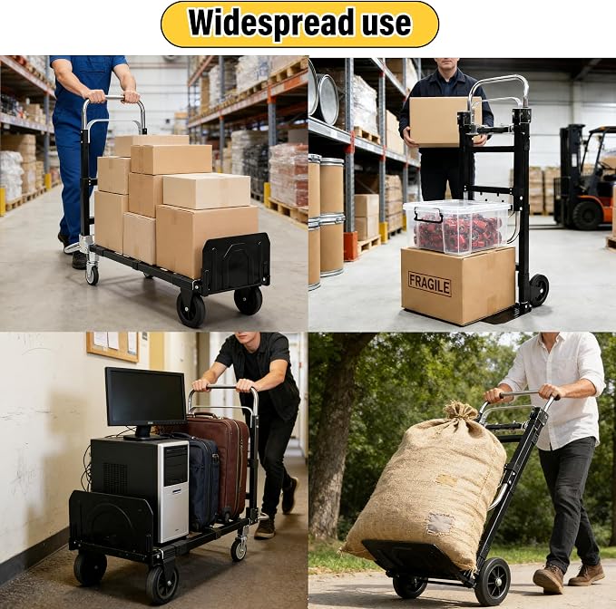 Upgraded 3 in 1 Folding Hand Truck, 600lbs Capacity, Heavy Duty Convertible - Image 9