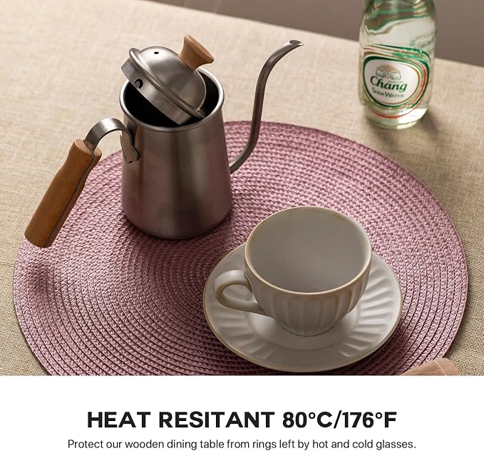 Round Placemats Set of 4 Plastic Woven Placemats Washable Wipeable Table Mats - Image 4