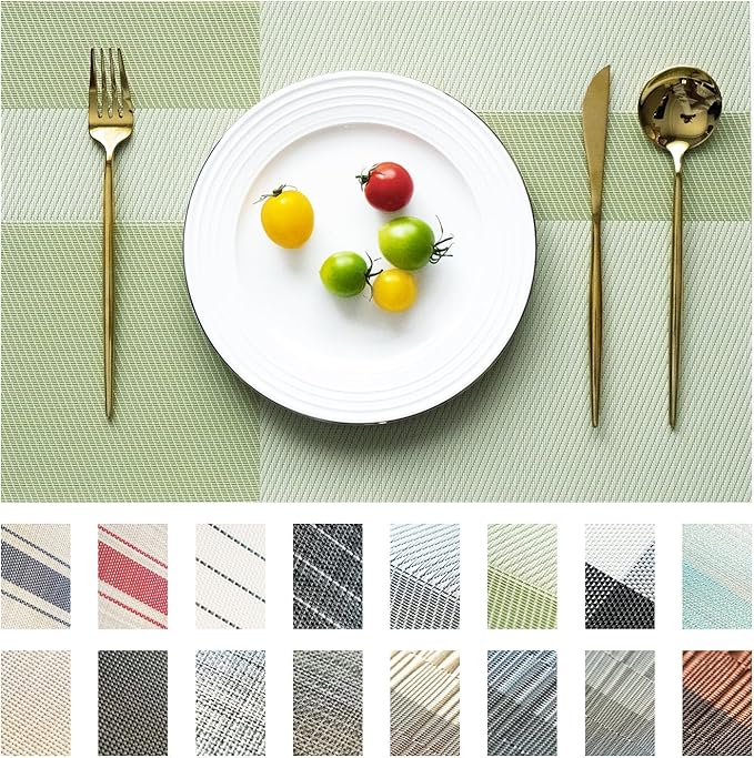 Placemats Set of 4 Vinyl/Plastic Woven Place Mats by Unknown