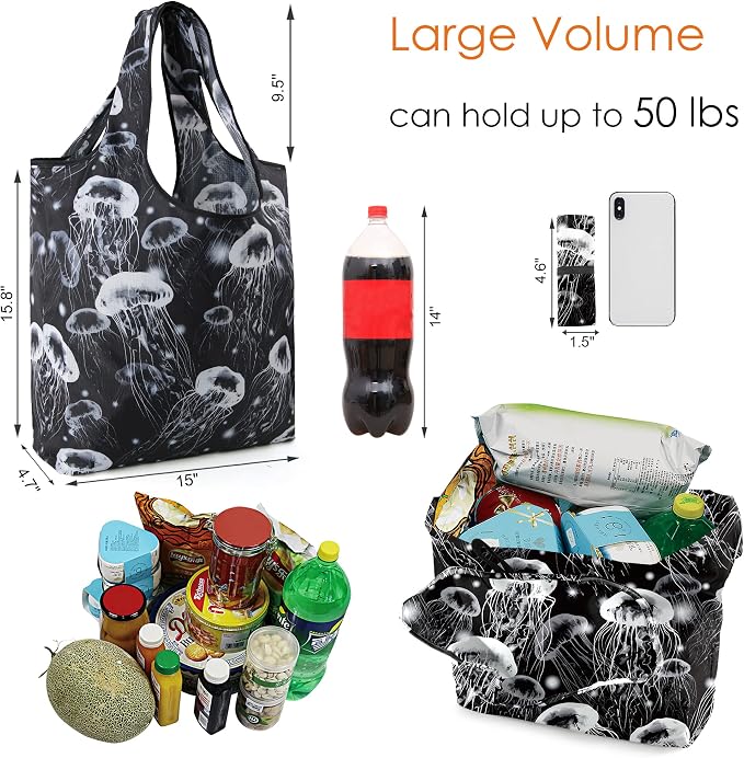 BeeGreen Turtle Reusable Grocery Bags Frog Elephant Penguin Jellyfish Shopping - Image 2