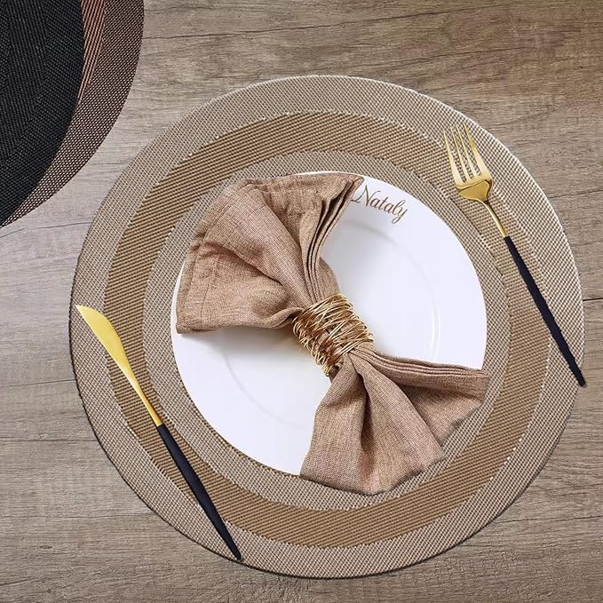 PIGCHCY Round Placemat Set of 6 Heat Resistant Vinyl Washable Kitchen 15 inch - Image 6