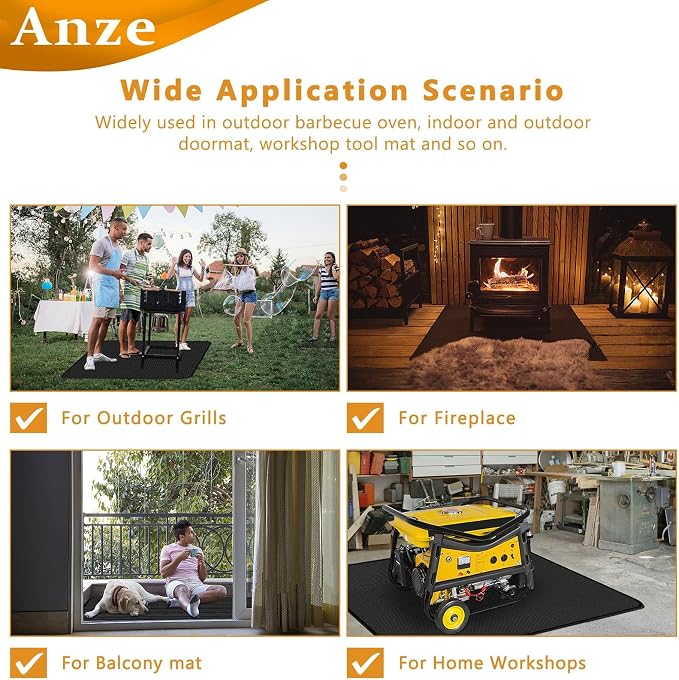 Anze Under Grill Mat for Outdoor Grill, 36 x 48 Inch Anti-Slip BBQ Floor Mats - Image 8
