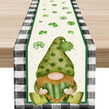 St.Patrick's Day Table Runner, Vintage Black White Plaid Green Polka Dot Gnome by Unknown