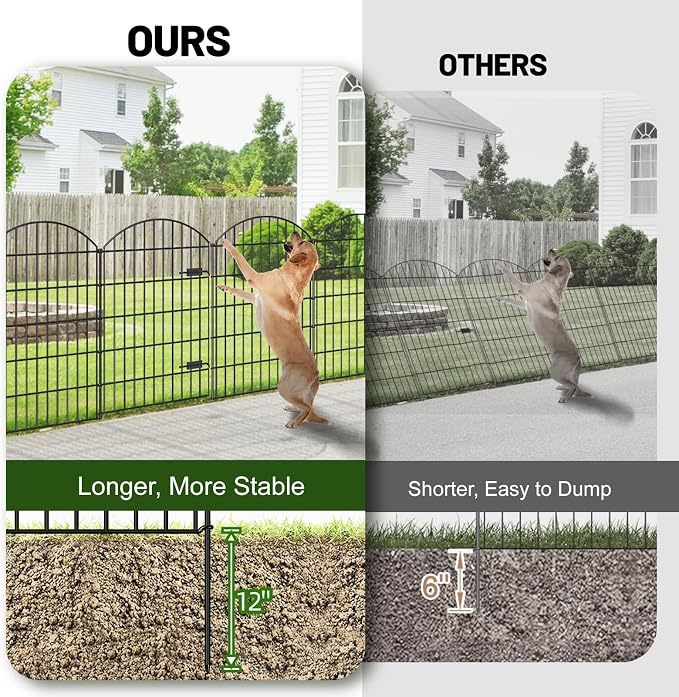 Metal Garden Fence with Gate 42in x 23.3ft, 1 Gate+ 9 Panels Dog Fence Border - Image 5