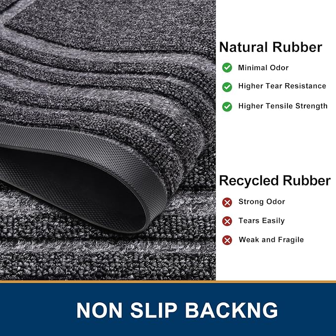 Buganda Front Door Mat Indoor Outdoor Entrance, Non-Slip Natural Rubber Doormats - Image 5