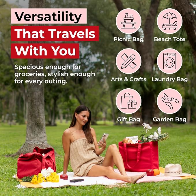 VeraMia Canvas Grocery Bag 3pc XL Set - Image 5