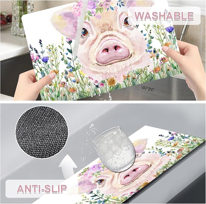 Flower Pig Placemats Set of 4 - Image 5