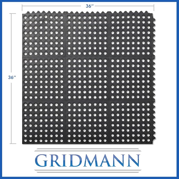 GRIDMANN Rubber Interlocking Floor Mat, Commercial Kitchens, Bar Floors - Image 7