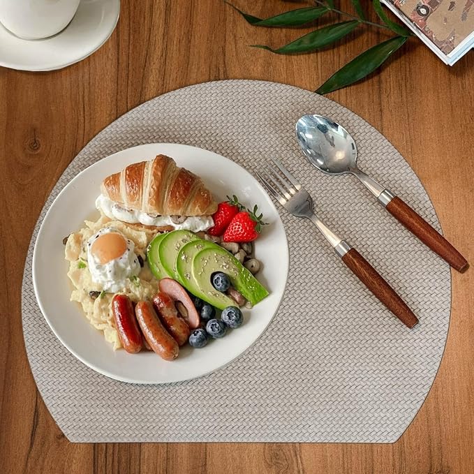 Faux Leather Placemats Set of 6, PU Heat Resistant Dining Table Mats, - Image 3