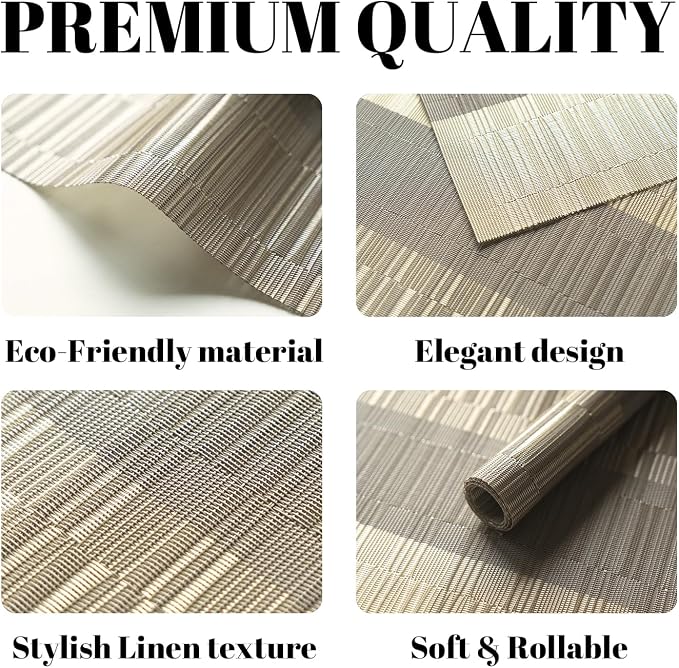 Placemats Set of 6 Vinyl/Plastic Woven Place Mats - Image 2