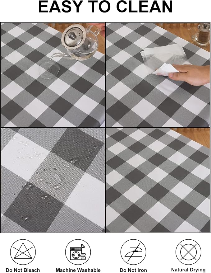 Cupuamon 2 Pack Waterproof Polyester Fabic Rectangle Checkered Tablecloth，60x84 - Image 3