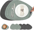 Placemats and Coasters, Washable Reversible Placemats Round Faux Leather by Chitomars