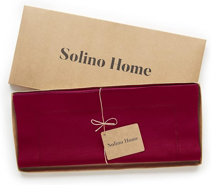 Solino Home Cotton Linen Red Table Runner 90 Inches Long - Image 5