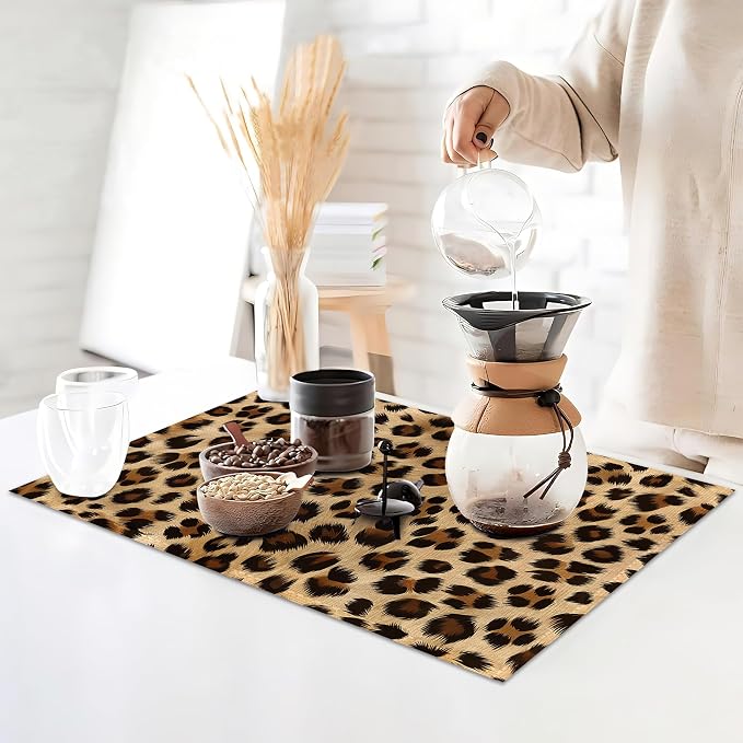 Leopard Skin Texture Placemats Set of 6, Placemats Washable Kitchen Dining - Image 3